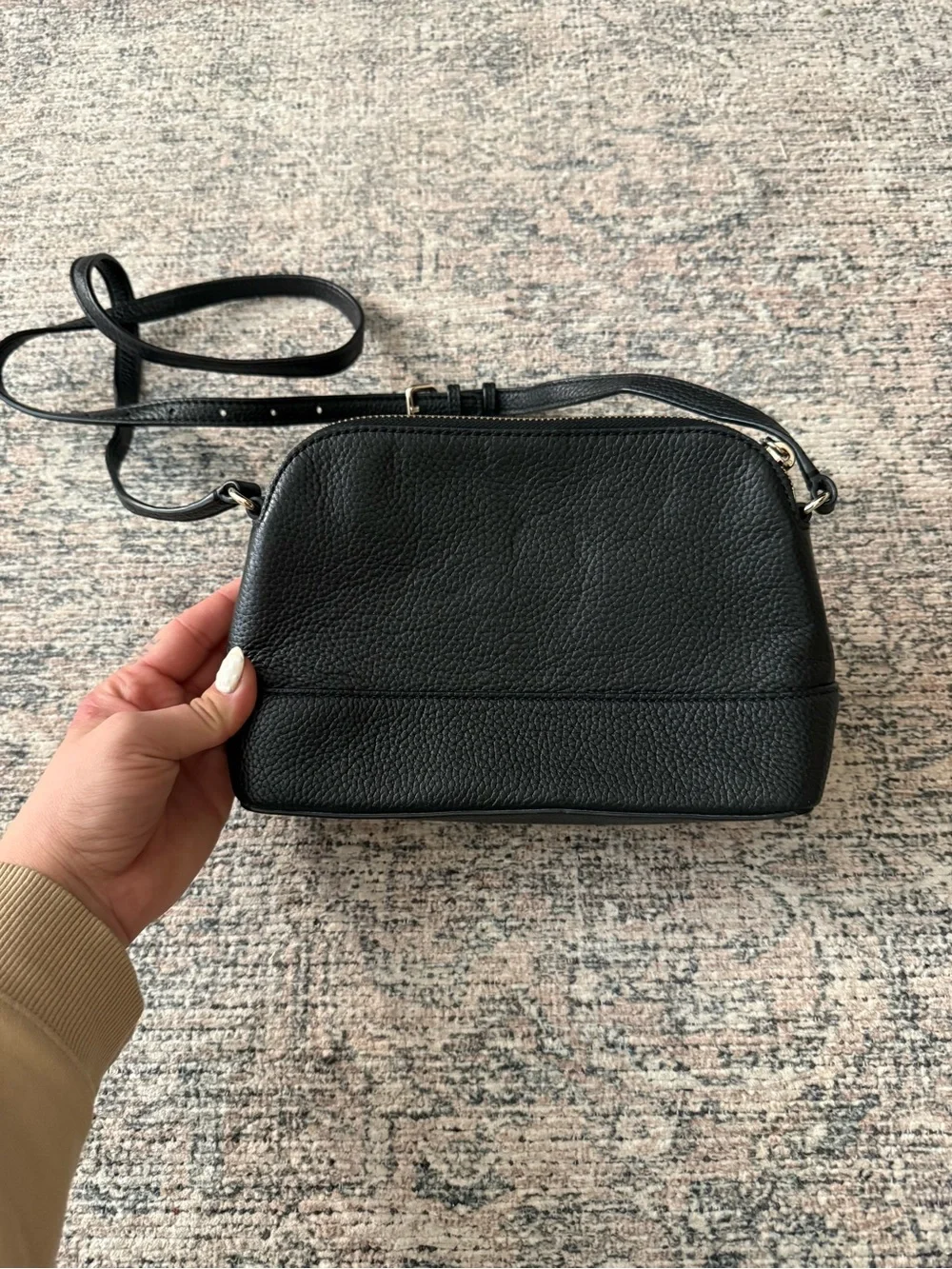 kate spade Black Pebbled Leather Crossbody Bag with Gold Logo